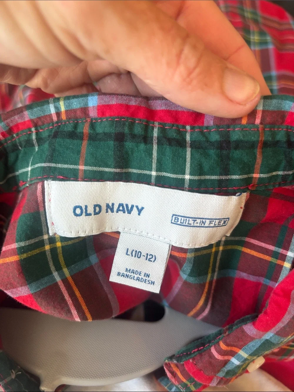 Old Navy Red and Green Plaid Button-Down Shirt for Kids